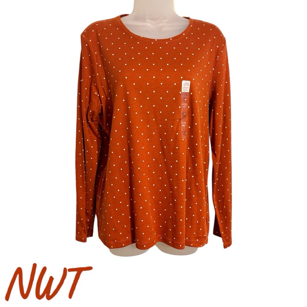 NWT KIM ROGERS FALL!! Polka Dot Long Sleeve Top 2X/PETITE #CL